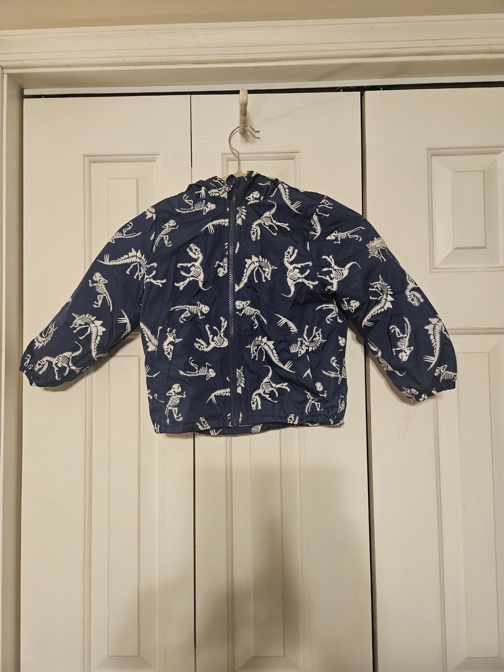 OshKosh B'gosh Boys Size 4 Dinosaur Skeleton Hooded Jacket Navy
